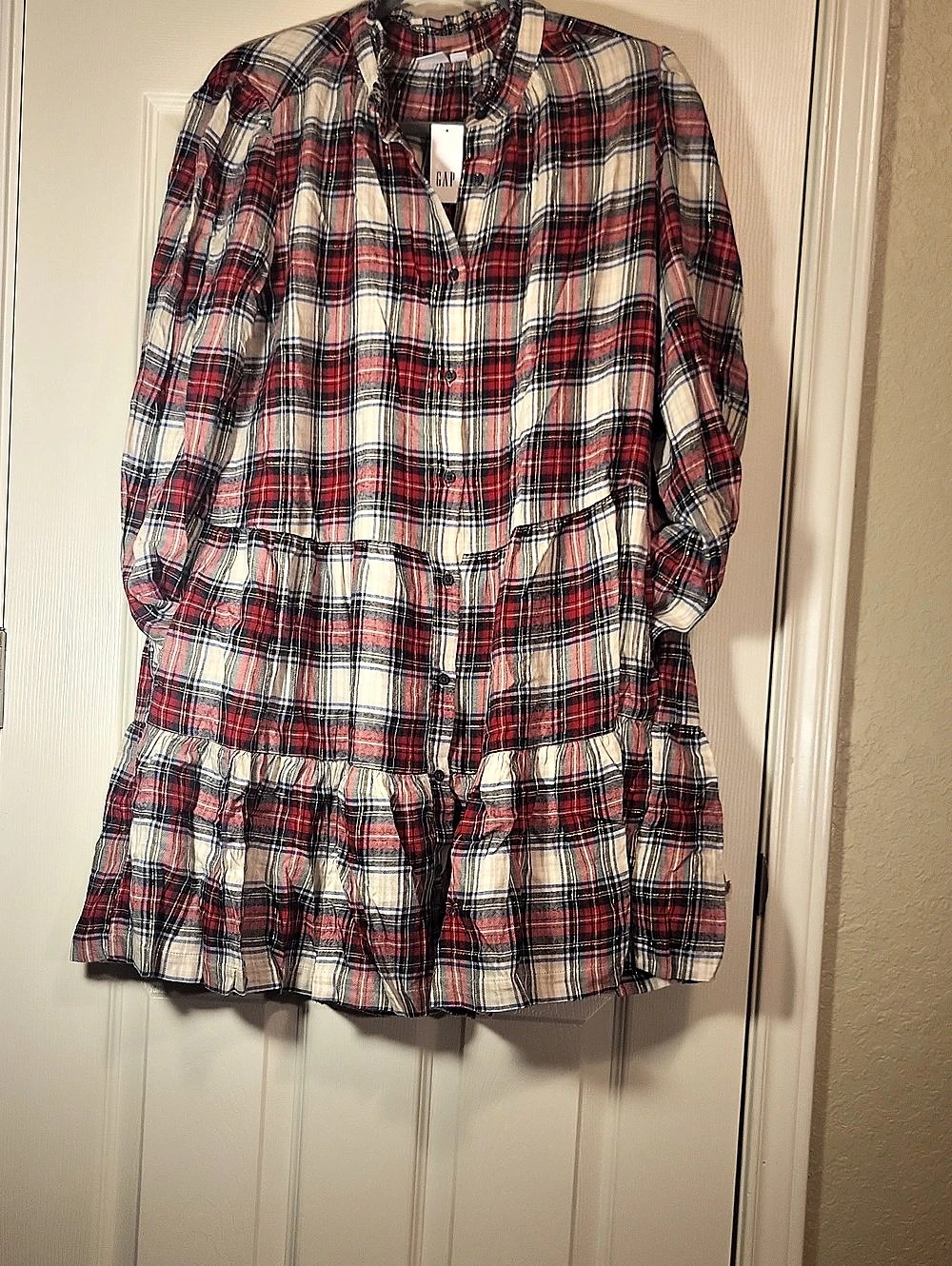 Gap Plaid Long Sleeve Dress Size Medium NWT